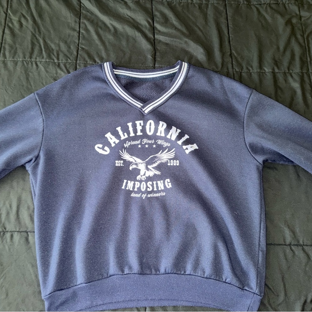 SHEIN Women's V-Neck Navy Sweater